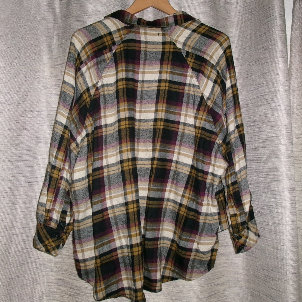 BDG Plaid Button-Down Shirt in Mustard, Black & Cream